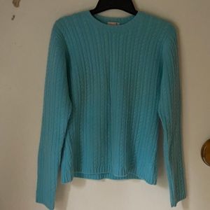 Light blue cashmere cable kit sweater